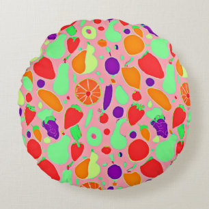 Colourful Fruitful Spectrum Pattern Round Pillow