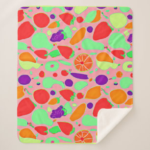 Colourful Fruitful Spectrum Pattern Sherpa Blanket
