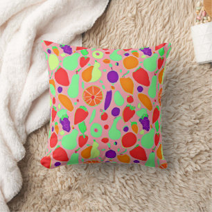 Colourful Fruitful Spectrum Pattern Throw Pillow