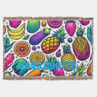Colourful Fruits and Vegetables Pattern  Throw Blanket