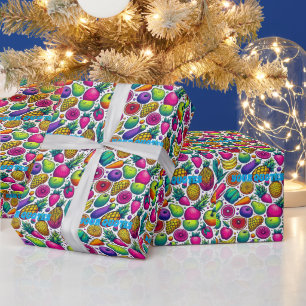 Colourful Fruits and Vegetables Pattern Wrapping Paper