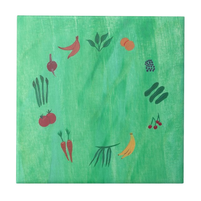 Colourful Fruits and Vegetables Trivets (Front)