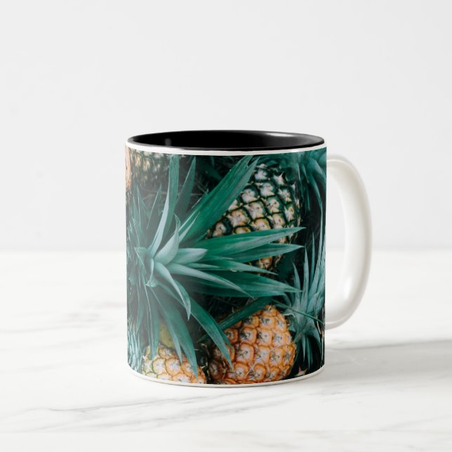 Colourful Fruits And Vegetables Two-Tone Coffee Mug (Front Right)