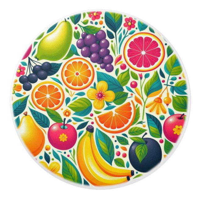 Colourful fruits  ceramic knob (Front)