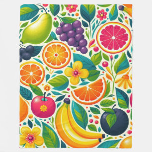 Colourful fruits  fleece blanket