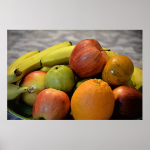 colourful fruits image print. apple, pear, poster