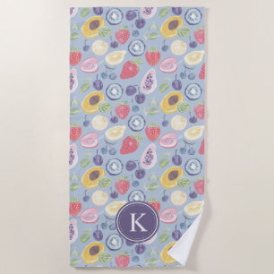 Colourful  Fruits  Monogram Spring Pattern Beach Towel