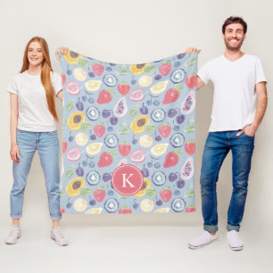 Colourful  Fruits  Monogram Spring Pattern Fleece Blanket