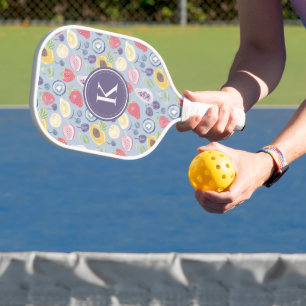 Colourful Fruits Monogram Spring Pattern Pickleball Paddle