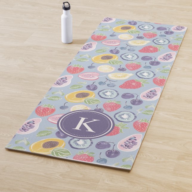 Colourful  Fruits  Monogram Spring Pattern Yoga Mat (In Situ)
