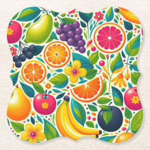 Colourful fruits  paper coaster
