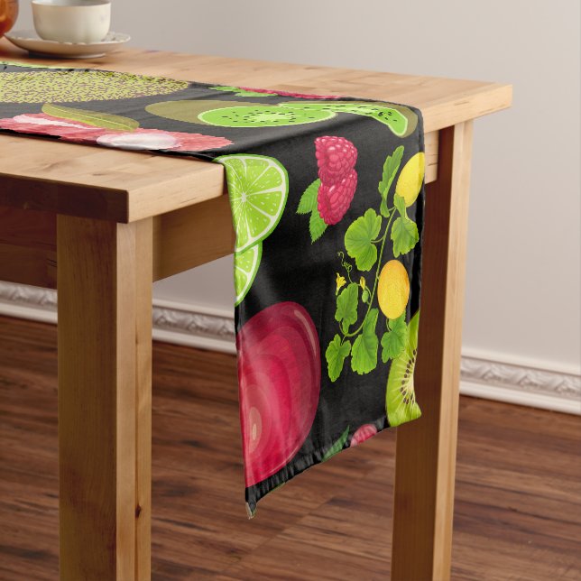 Colourful Fruits Pattern 01.b Black BG Long Table Runner (In Situ)