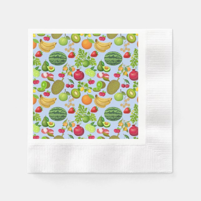 Colourful Fruits Pattern 01.b Lblue BG Napkin (Front)