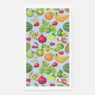 Colourful Fruits Pattern 01.b Lblue BG Napkin