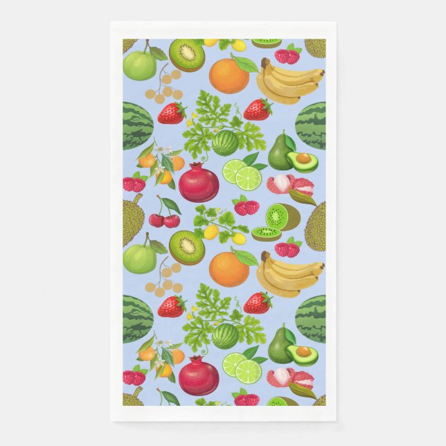 Colourful Fruits Pattern 01.b Lblue BG Napkin (Front)