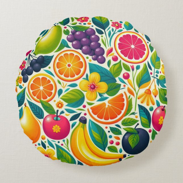 Colourful fruits  round pillow (Front)