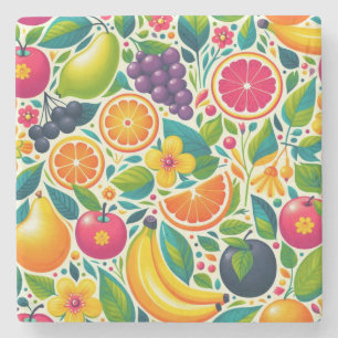 Colourful fruits  stone coaster