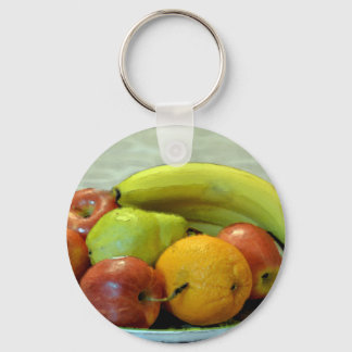 Colourful fruits tray, Orange, apple, pear, Keychain