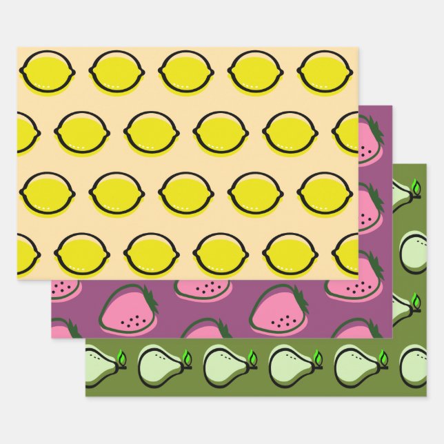 Colourful Fruits Tutti Frutti Gifts Wrapping Paper Sheet (Set)