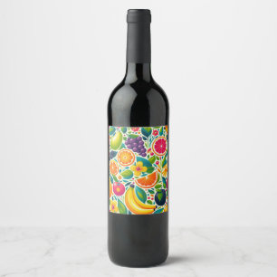 Colourful fruits  wine label
