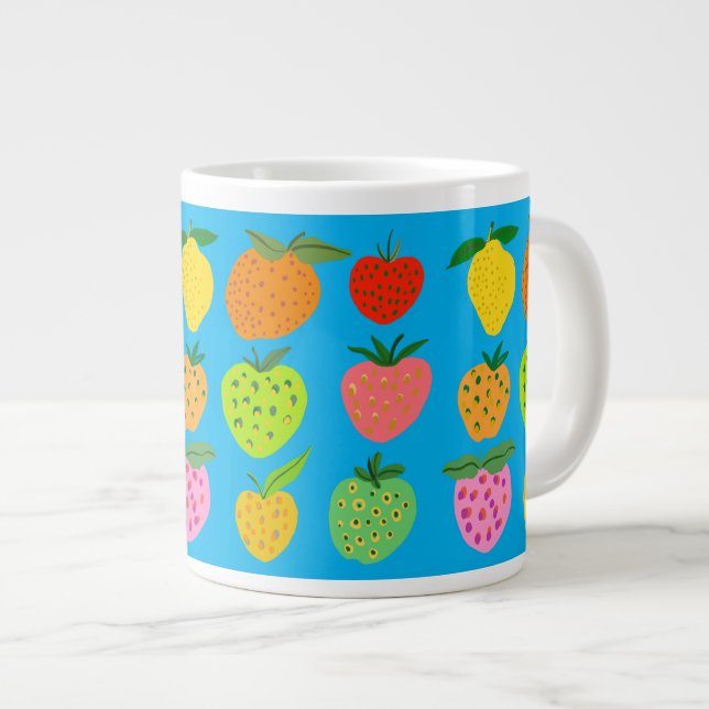 Colourful fruity pattern giant coffee mug (Front Right)