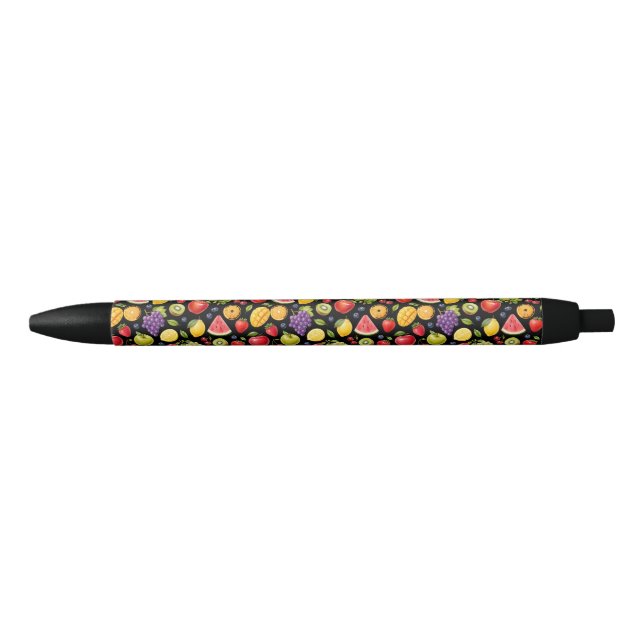 Colourful Fruity Pattern Pen (Black Base) (Front)