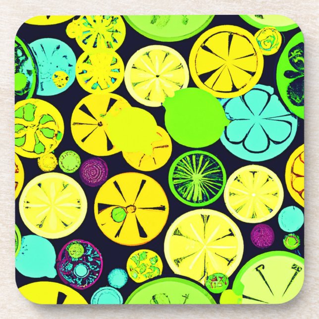 Colourful Fruity Vibrance Pattern Coaster (Front)