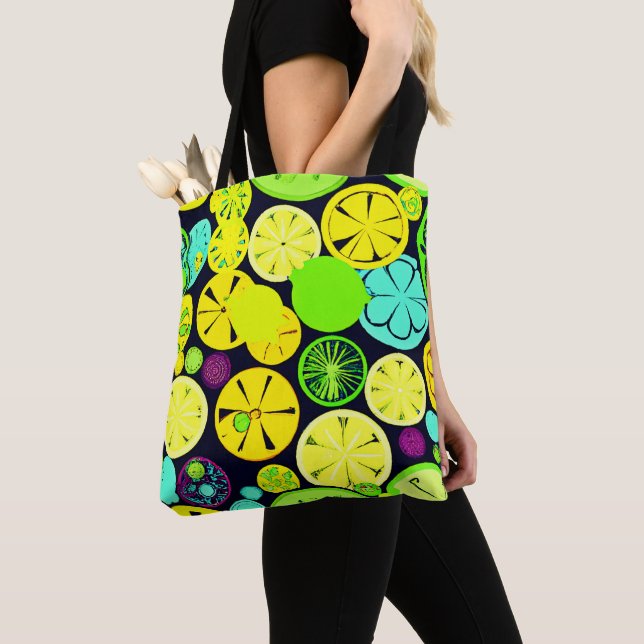 Colourful Fruity Vibrance Pattern Tote Bag (Close Up)