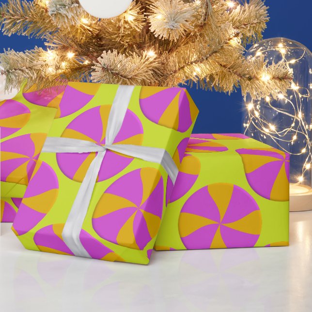 Colourful Fuchsia Orange Peppermint Swirl Christma Wrapping Paper (Holidays)
