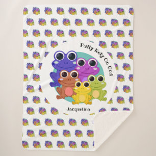 Colourful  Fully Rely On God Personalized FROG Sherpa Blanket