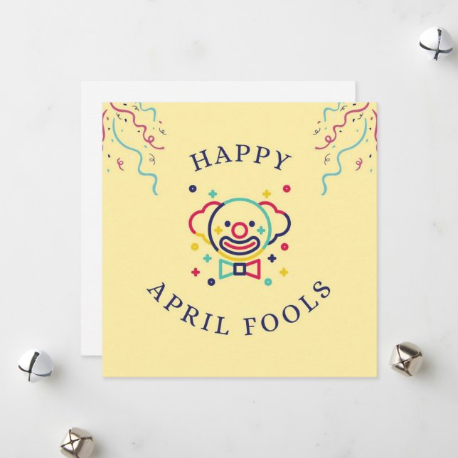 Colourful Fun April Fools Day Holiday Card (Front/Back In Situ)