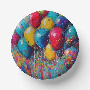 Colourful Fun Birthday Balloons Cake Paper Plate