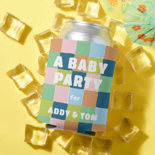 Colourful Fun Block Pattern Baby Party Shower Can Cooler