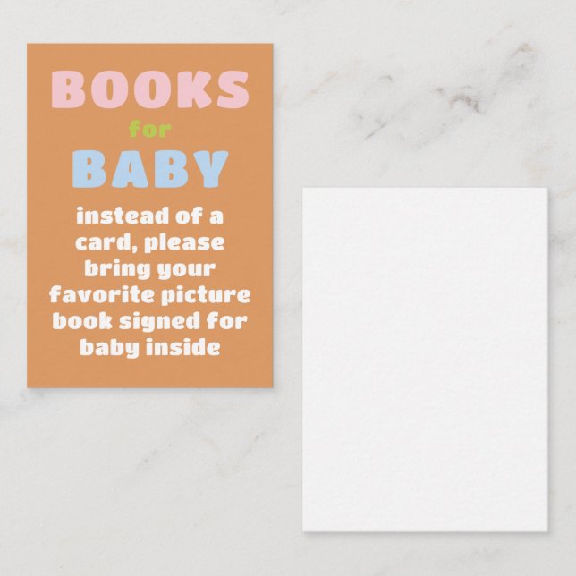 Colourful Fun Books for Baby Shower  Enclosure Card (Front/Back)