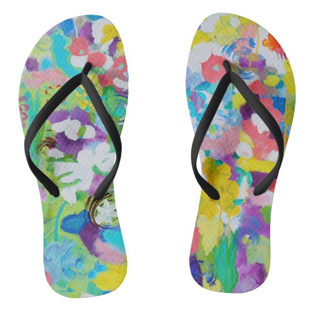 Colourful Fun by Lydia's Art Sangria  (Flip Flops) Flip Flops (Footbed)