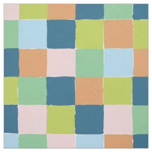 Colourful Fun Chequerboard Blocks Pattern Fabric
