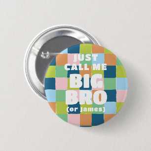 Colourful Fun Chequered Block Baby Shower Big Brot 2 Inch Round Button