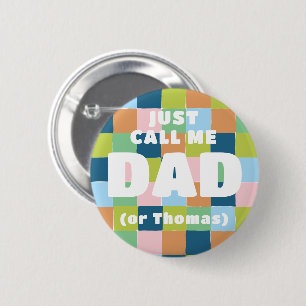 Colourful Fun Chequered Block Baby Shower Dad 2 Inch Round Button