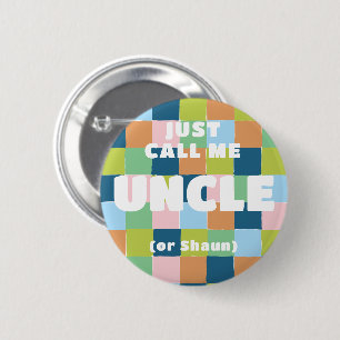 Colourful Fun Chequered Block Baby Shower Uncle 2 Inch Round Button