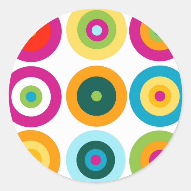 Colourful Fun Circle pattern Classic Round Sticker (Front)