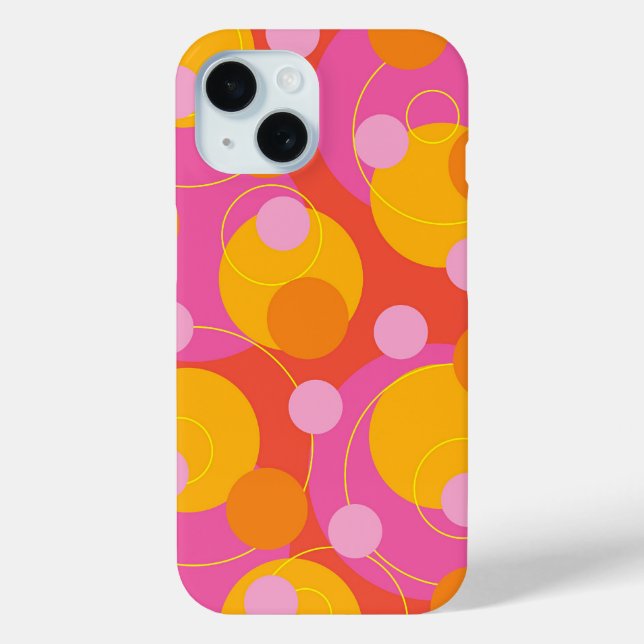 Colourful Fun Circles Polka Dots Juicy Pink Magent Case-Mate iPhone Case (Back)