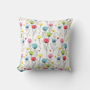 Colourful, fun, circular design elements throw pillow