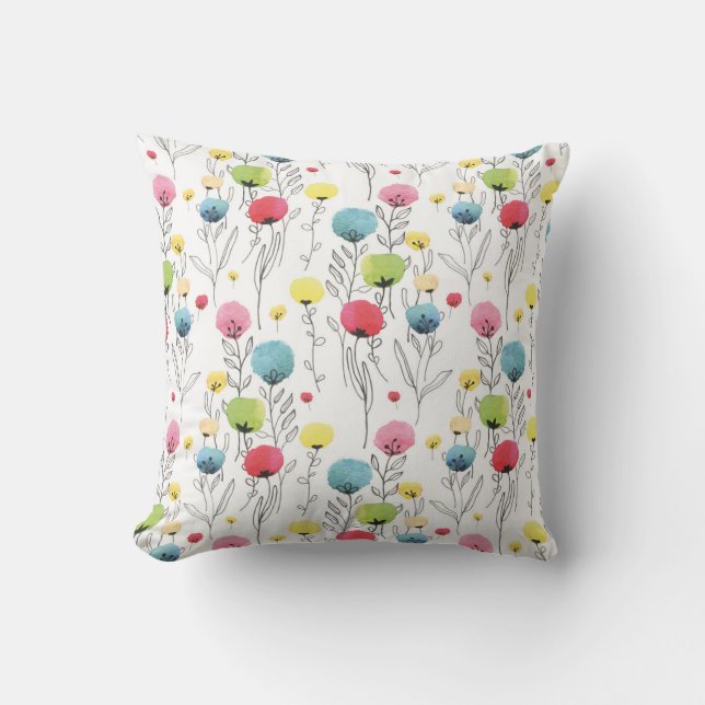 Colourful, fun, circular design elements throw pillow (Front)