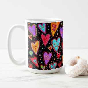 Colourful Fun Conversation Heart Coffee Mug