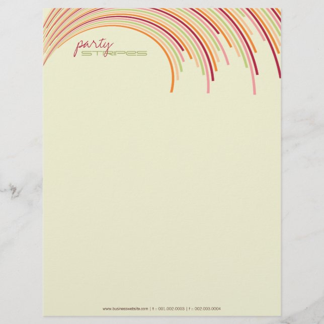 Colourful Fun Curved Party Stripes Mod Design Letterhead (Front)