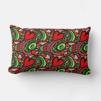Colourful Fun Doodle Art Lumbar Pillow