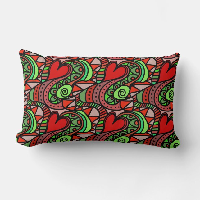 Colourful Fun Doodle Art Lumbar Pillow (Front)