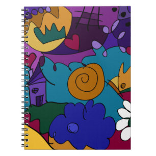 Colourful, Fun Doodle Art Spiral Notebook Journal