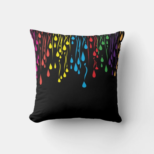 Colourful Fun Drip Abstract Design Throw Pillow (Front)