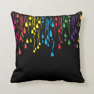 Colourful Fun Drip Abstract Design Throw Pillow
